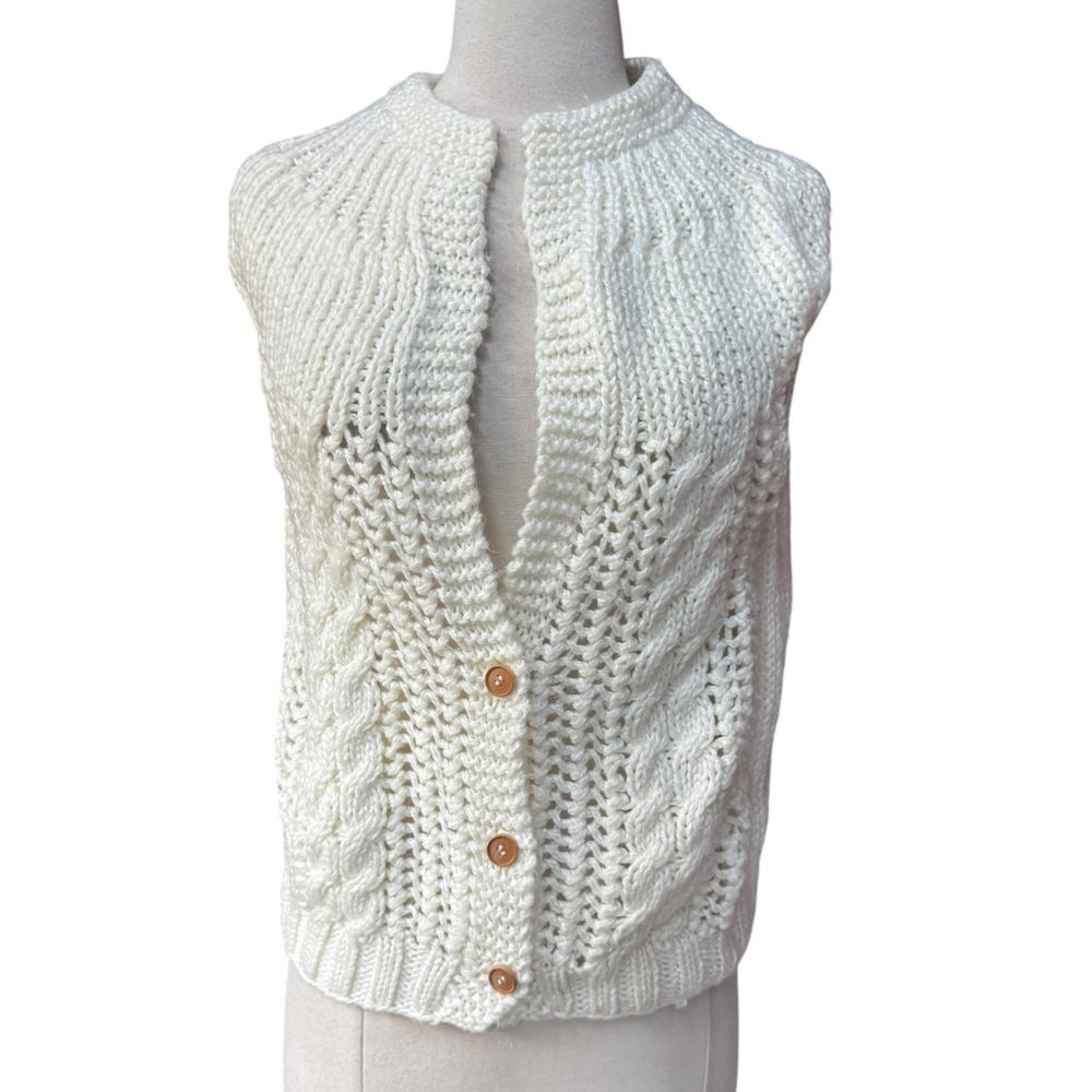 1980s Country Craft 100% Acrylic Cable Knit‎ Sleeveless Sweater Vest